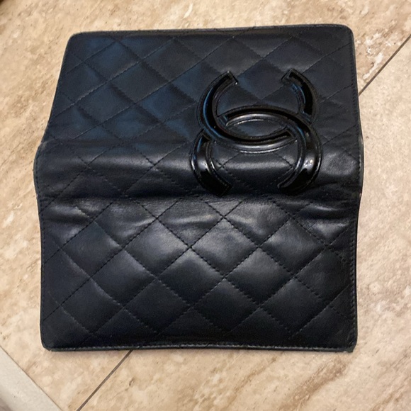 CHANEL Vintage Combon Line Lambskin Long Bifold Wallet Black - Rank B+ - Picture 3 of 11